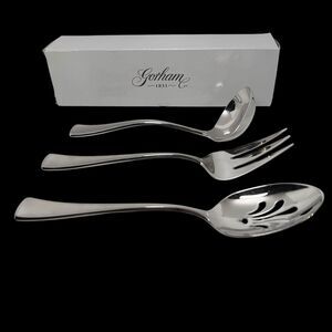 Gorham Stephanie Frosted Hostess Set Meat Fork Gravy Ladle Pierced Tablespoon